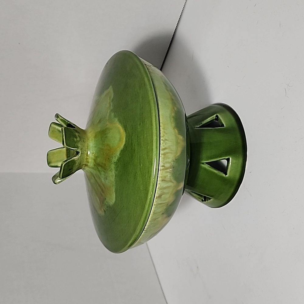 Vintage Royal Haeger #707-s Footed Compote Lidded Atomic Green Candy Dish MCM